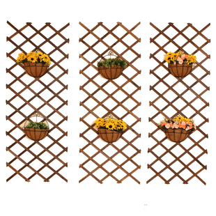 防腐木栅栏围栏碳化木网格花架篱笆墙面装饰白色伸缩拉网攀爬藤架