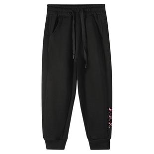 胖女童休闲加绒长裤子加肥加大码中大童装秋冬季女孩宽松束脚卫裤