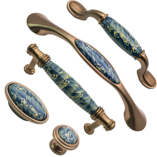 新中式陶瓷拉手美式抽屉橱柜衣柜把手欧式现代简约柜门拉手把手