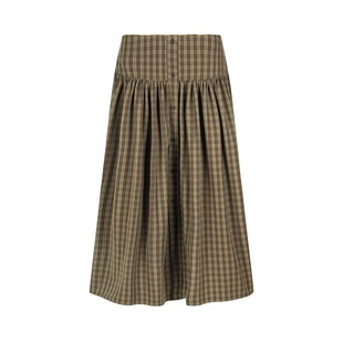 BNMGIN森系复古格子半身裙女秋冬高腰显瘦中长款a字伞裙百搭裙子