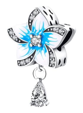 白铜镀银925 2023新款 蝴蝶花朵螺纹安全珠固定夹卡扣串饰 潘家珠