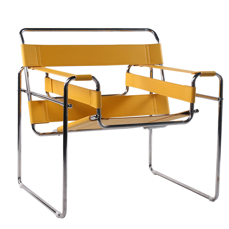初森家具Wassily Chair瓦西里椅中古风不锈钢管马鞍皮艺休闲躺椅