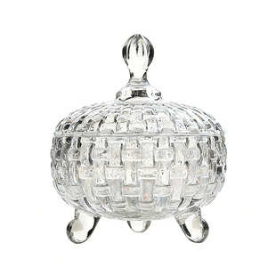 糖果盒透明水晶玻璃储物罐带盖糖果罐糖缸干果盒网红方糖罐收纳盒