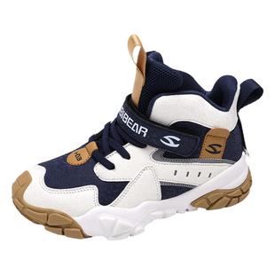 哈比熊童鞋儿童运动鞋男童2025秋冬新款皮面防水中大童二棉鞋高帮