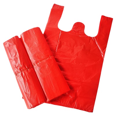 红色纯色收纳袋家用商用超市商场购物摆摊外卖一次性杯套打包袋