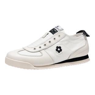 Montagut/梦特娇正品男鞋一脚蹬休闲潮鞋 春季时尚低帮帆布德训鞋