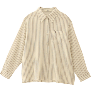 it'real瑞尔春新款条纹衬衫女小众设计洋气质长袖衬衣上衣