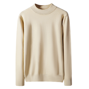 天丝羊毛莱赛尔毛衣男2025秋冬新款半高领针织衫加厚中领打底衫潮