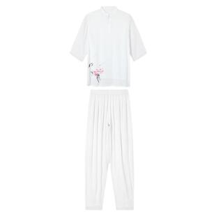 康愫雅棉麻瑜伽服女宽松禅修服中国风打坐服白色秋冬亚麻禅意套装