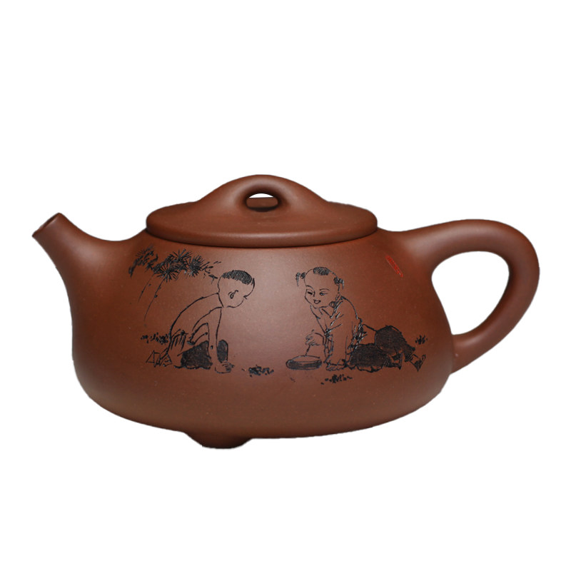 石瓢高工张雪军 原矿紫泥|底槽青手工刻绘 宜兴全手工紫砂340cc