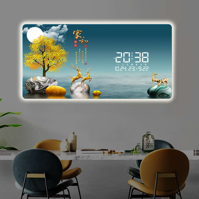 万年历LED电子钟时钟挂墙钟表客厅2025新款壁挂家用时尚日历挂钟
