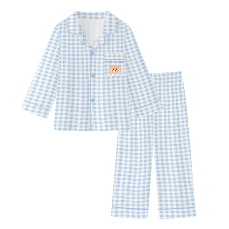 安之伴童装秋季新款可外穿家居服套装男童女童长袖纯棉开衫睡衣