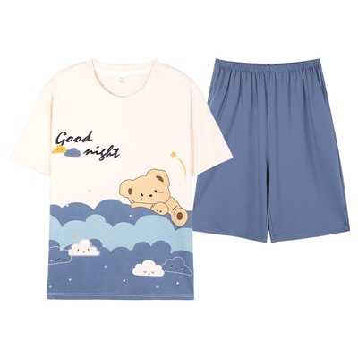 睡衣男纯棉短袖家居服