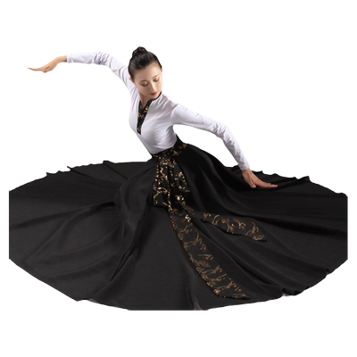 蒙古族舞蹈黑色大摆裙民族舞长裙