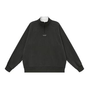 吕小虎ACTUP 春秋分割设计立领卫衣男美式潮流半拉链宽松休闲上衣