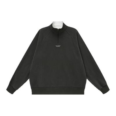 吕小虎美式潮流半拉链立领卫衣