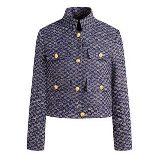 Navigare意大利小帆船时尚小香风外套女士秋冬新品立领短装呢大衣