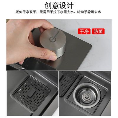 飞雨水槽304不锈钢洗菜洗碗盆多功能加厚一体大单槽洗碗池