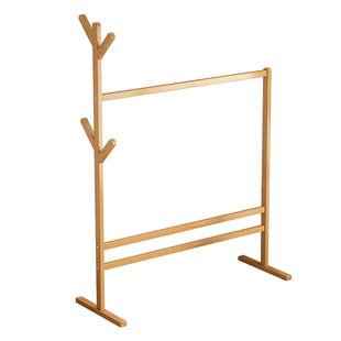 衣帽架落地卧室家用多功能简易挂衣架客厅阳台鞋架一体实木挂衣架