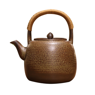 柴烧老岩泥提梁煮茶壶烧水壶