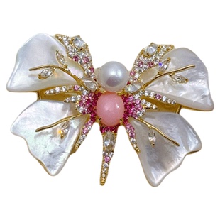 《月光粉蝶》超精致的粉色女王贝蝴蝶正圆珍珠胸针2026新款送礼女