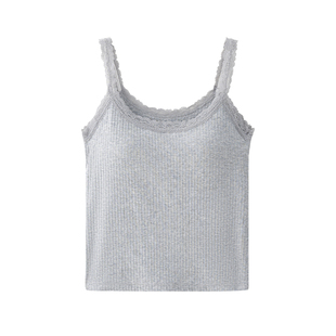 蕾丝花边白色西装内搭女美背带胸垫文胸bra一体无袖背心吊带上衣