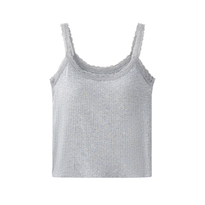 蕾丝花边白色西装内搭女美背带胸垫文胸bra一体无袖背心吊带上衣