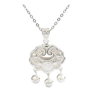 宫里上新平安锁项链女纯银足银999长命锁银饰银锁宝宝生日礼物