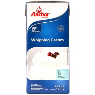 安佳淡奶油烘焙蛋糕家用动物奶油蛋挞液烘焙原料食品原材料1L包装