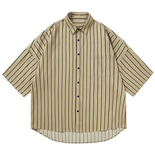 pureピュア 日系复古 City Boy 条纹短袖衬衫男 夏季新款衬衣