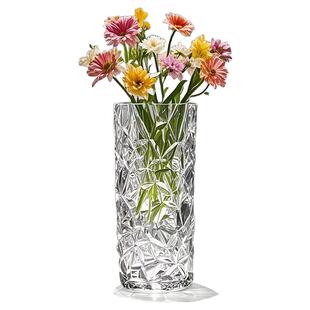 花瓶摆件客厅插花高级感玻璃透明水晶水养玫瑰百合专用餐桌轻奢风