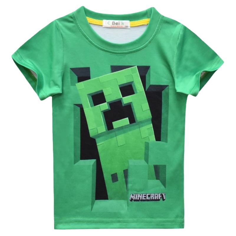 Minecraft苦力怕我的世界男孩夏装绿色短袖T恤Creeper儿童童装