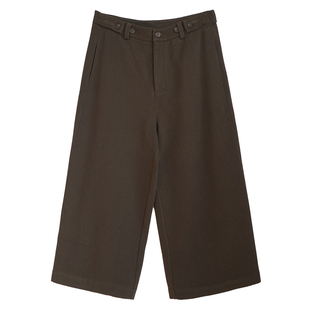 胖mm冬季八分直筒阔腿裤木子理想大码女装可调节高腰裤子200斤