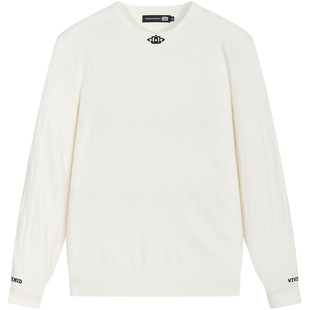 BM男士毛衣2024新款潮流字母提花暗纹针织衫秋冬季内搭白色打底衫