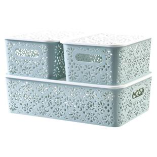 桌面化妆品收纳盒镂空杂物整理盒储物筐零食置物盒抽屉办公室家用