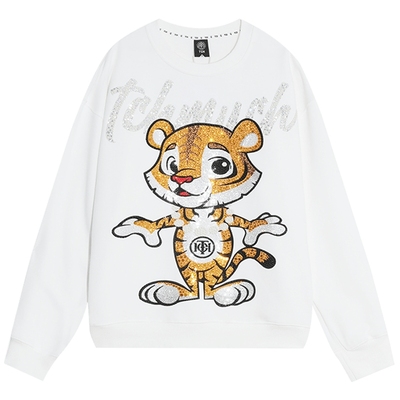 TCH潮牌潮牌卫衣小老虎烫钻新款套头圆领衫男女同款T66B116112