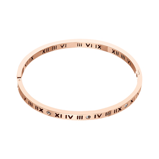 玫瑰金罗马数字锆石钛钢手镯高级感手链女款轻奢小众精致手环手饰