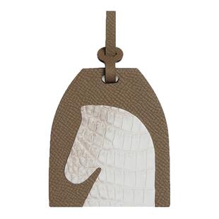 手工制作进口真皮拼接稀有皮欧美轻奢马头卡牌车载挂饰吊饰包挂件