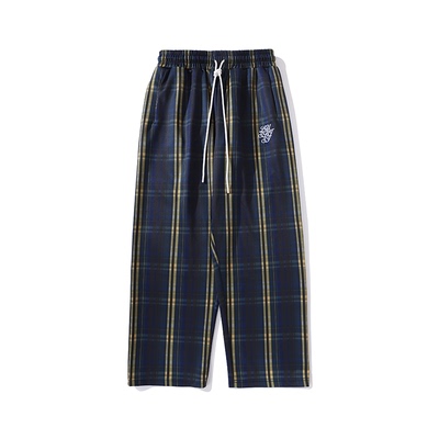 LUSHISI穿搭休闲阔腿格子裤