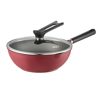 爱仕达有钛不粘锅炒锅家用炒菜锅平底不沾锅轻量电磁炉燃气灶通用