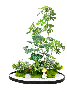玄关绿植造景仿真绿植造景组合橱窗装饰室内阳台仿生植物造景布置
