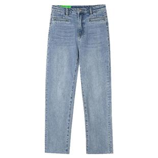 Outlets专柜撤柜正品 NY秋装2025新款高腰遮胯宽百搭长裤牛仔裤女