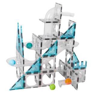 思创彩窗磁力片透明管道收纳装轨道小车儿童亲子磁铁积木拼装玩具