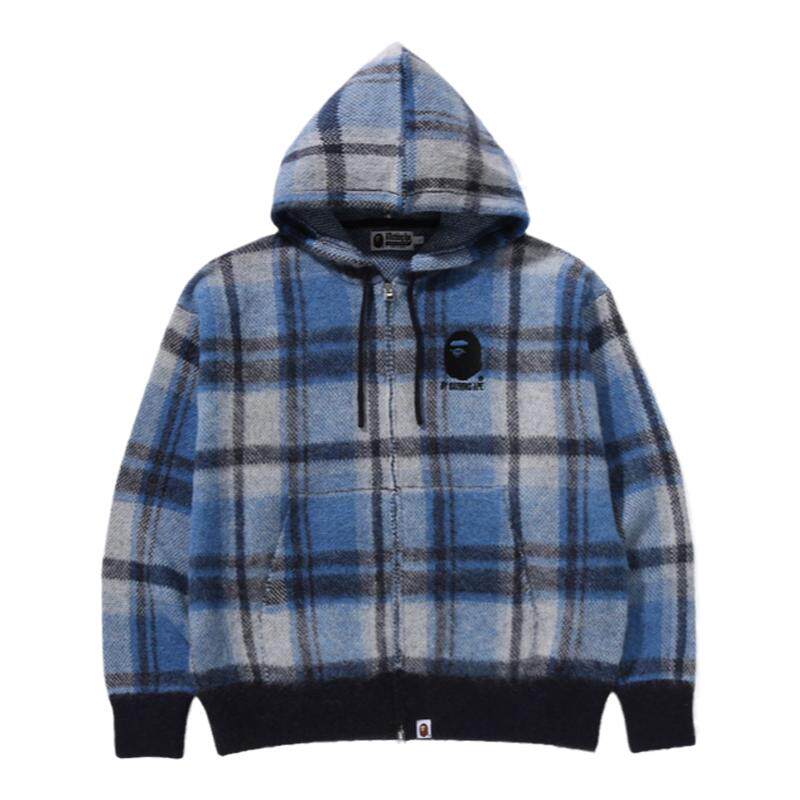 刺绣格纹毛衣连帽外套BAPE