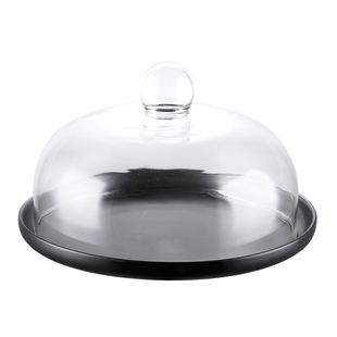 蛋糕托盘家用水果试吃盘带盖玻璃罩透明品尝盘甜品点心面包展示盘