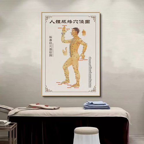 熙念中医人体穴位图挂画美容院养生诊所经络图装饰画针灸理疗馆墙