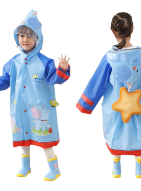 儿童雨衣立体小孩书包透明帽檐