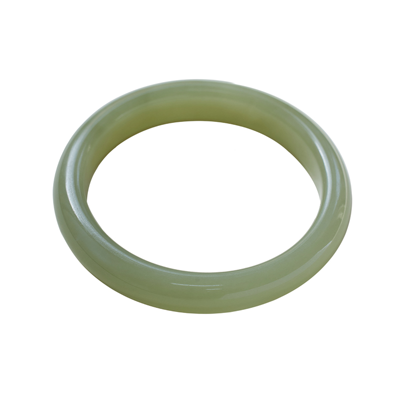 母亲节礼物送妈妈款湖水绿和田玉青海料温润水透粗款手镯送长辈