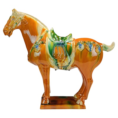 唐三彩国礼迎宾马陶瓷马摆件