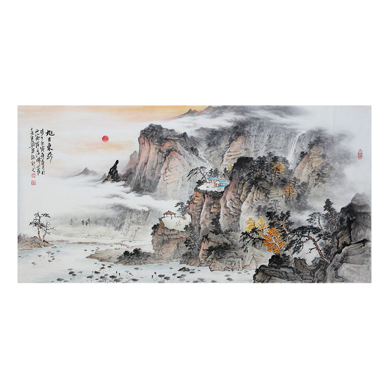 莫春生纯手绘国画风水招财山水图